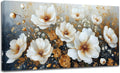 RUIFENGL Flower Canvas Wall Art White and Gold Floral Pictures Canvas Prints Wall Art for Living Room Bedroom Bathroom Home Office Decoration Painting Artwork 29'x58' Xlarge