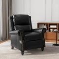 Pushback Recliner Chair, PU Leather Armchair Push Back Accent Chair for Living Room, Rivet Trim Club Chair Home Theater Overstuffed Single Sofa Bedroom Reading Seat - Black