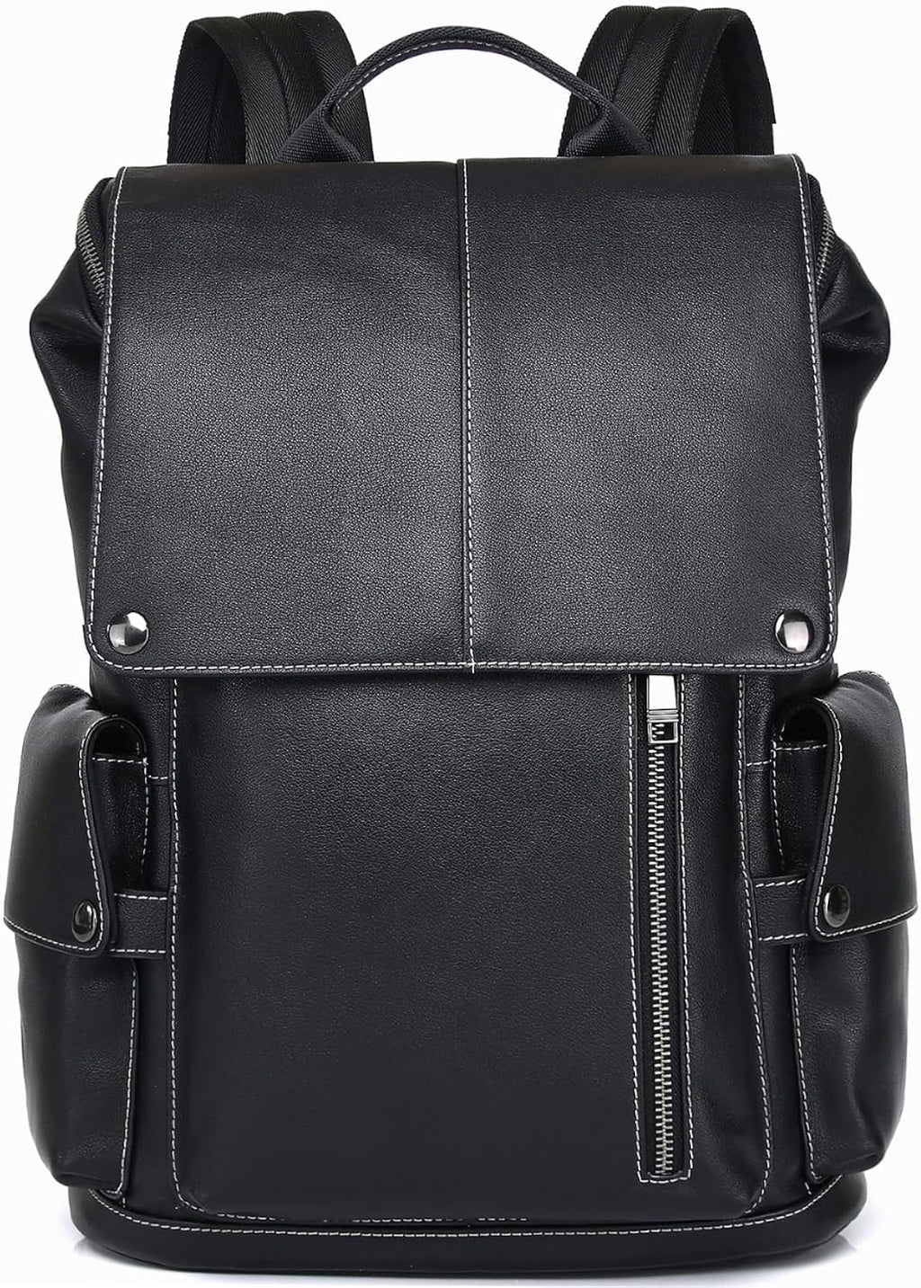 Nappa Genuine Leather Backpack for Men Multi-Functional 15' Laptop Backpack, Black Business Casual Travel Backpack Work Daypack