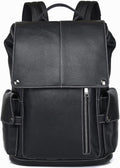 Nappa Genuine Leather Backpack for Men Multi-Functional 15' Laptop Backpack, Black Business Casual Travel Backpack Work Daypack