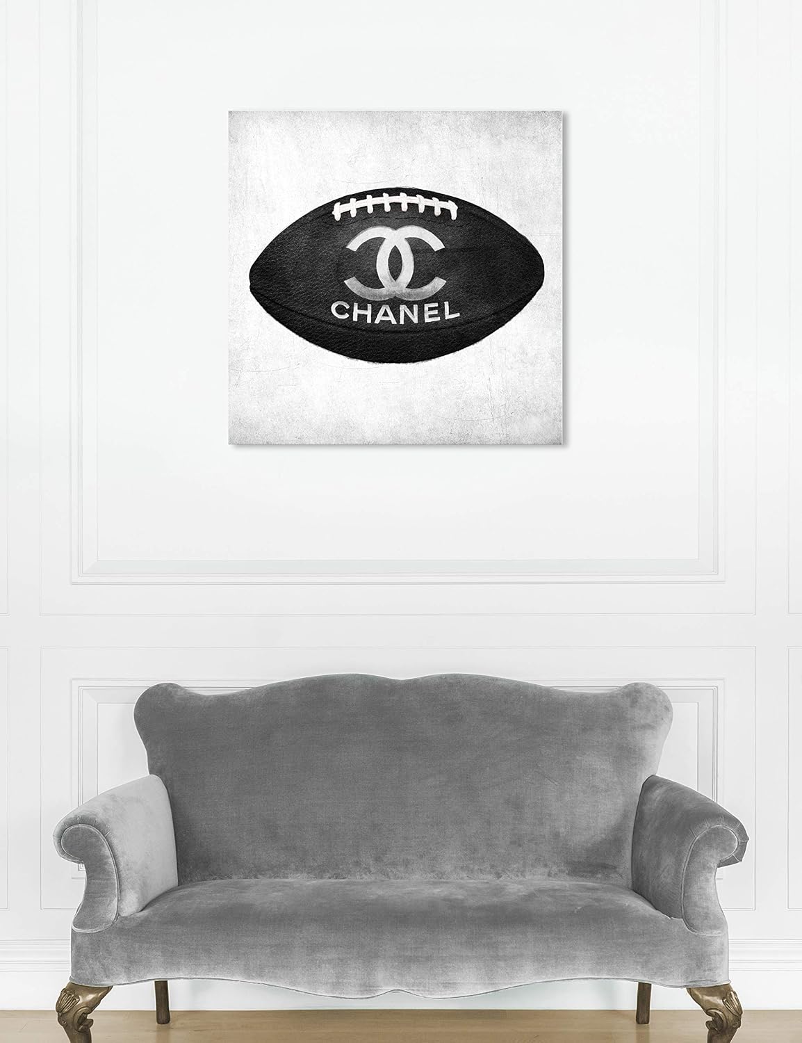 The Oliver Gal Artist Co. Oliver Gal Football' Black Fashion Wall Art Print Premium Canvas 30' x 30' Gray