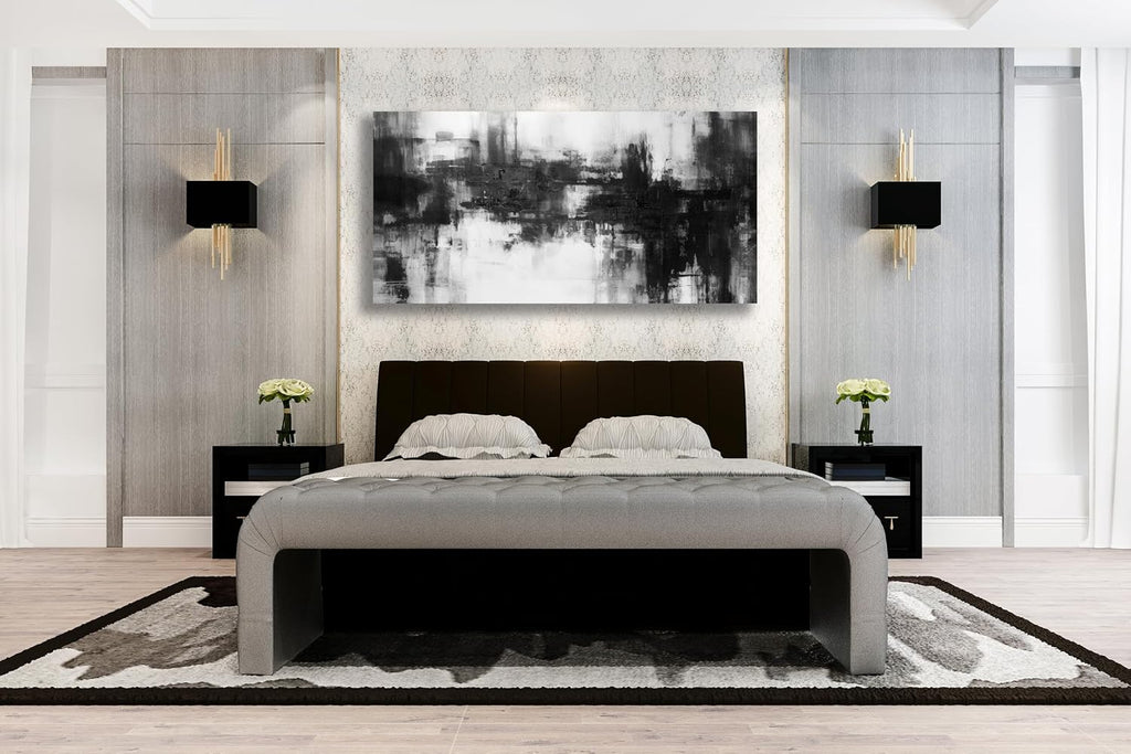 VHMING Black Abstract Wall Art Decor Black and White Painting Pop Culture Wall art Rock Room Decor Art Canvas Wall Decoration Artwork for Bedroom Home Office Dining Room Decoration 29'x58'