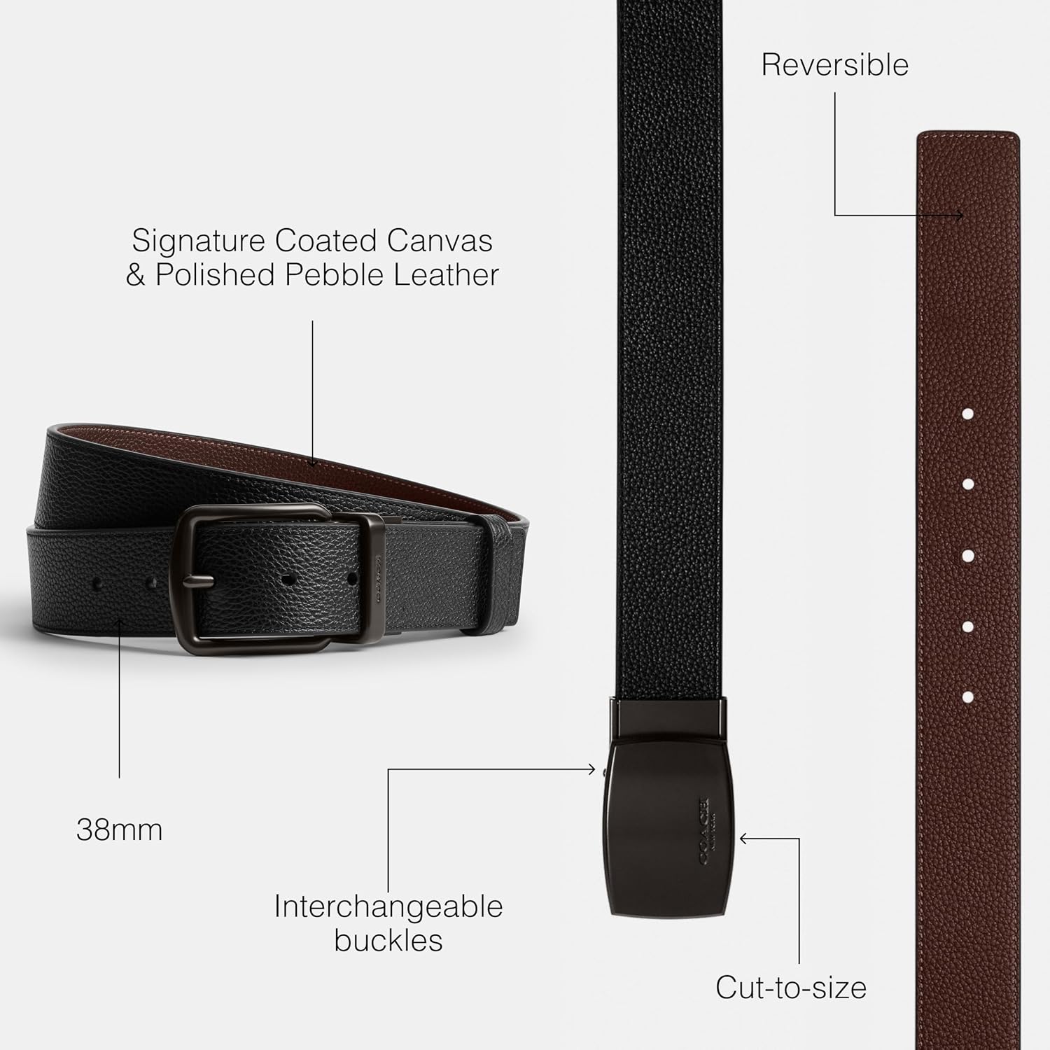 COACH 38MM Wide Harness CTW Reversible Belt