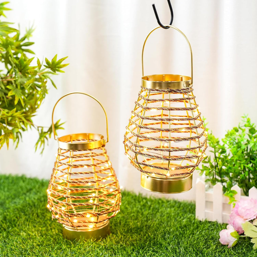 Set of 12 Metal Cordless Table Lamp 8 'H Metal Cage LED Cage Lamp with 6-Hour Timer, Vintage Decorative Fairy Lights Lantern for Indoor/Outdoor Bedrooms Weddings Parties Patio Events