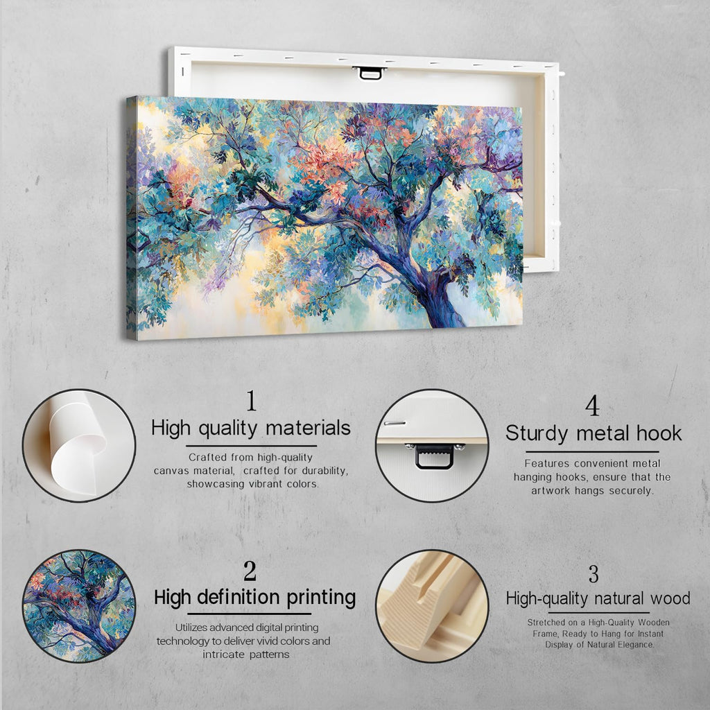 Abstract Tree Wall Art Colorful Tree of Life Wall Decor Nature Teal Green Trees Painting Canvas Prints Graffiti Botanical Pictures Posters Modern Artwork for Bedroom Living Room Home Decoration 30x57.8'
