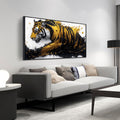 Tiger Art Wall Decor for Living Room - Modern Black and Gold Wall Decor for Bedroom - Large Framed Wall Art for Office Size 29' x 59'