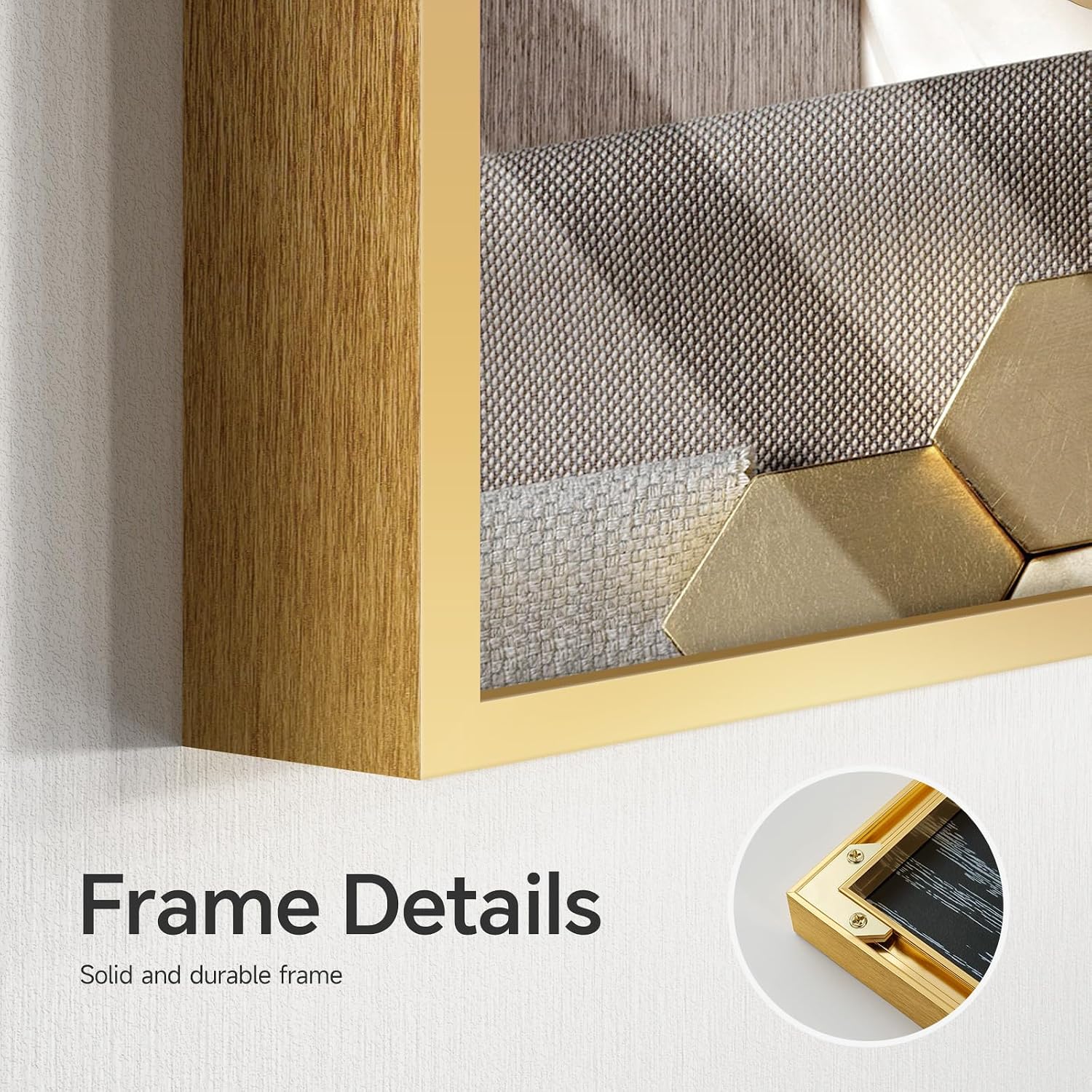 Large Framed Modern Luxury Gold Wall Art for Living Room, Horizontal Bright Style Artwork for Walls, Contemporary Geometric Picture Prints Painting Decor for Bedroom Hallway Dining Room 56x28 Inch