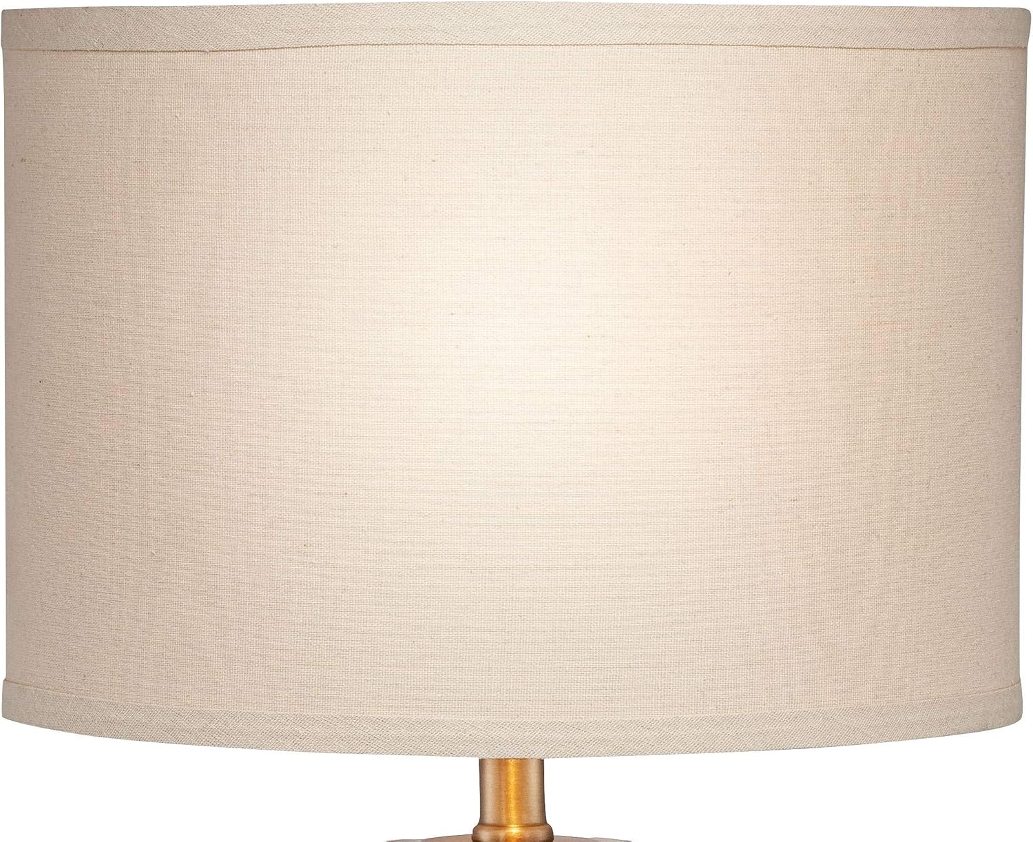 360 Lighting Margaret Coastal Accent Table Lamp 23' High Mother of Pearl Tile Cylinder Glass Cream Linen Fabric Drum Shade for Living Room Bedroom Beach House Bedside Nightstand Home Office