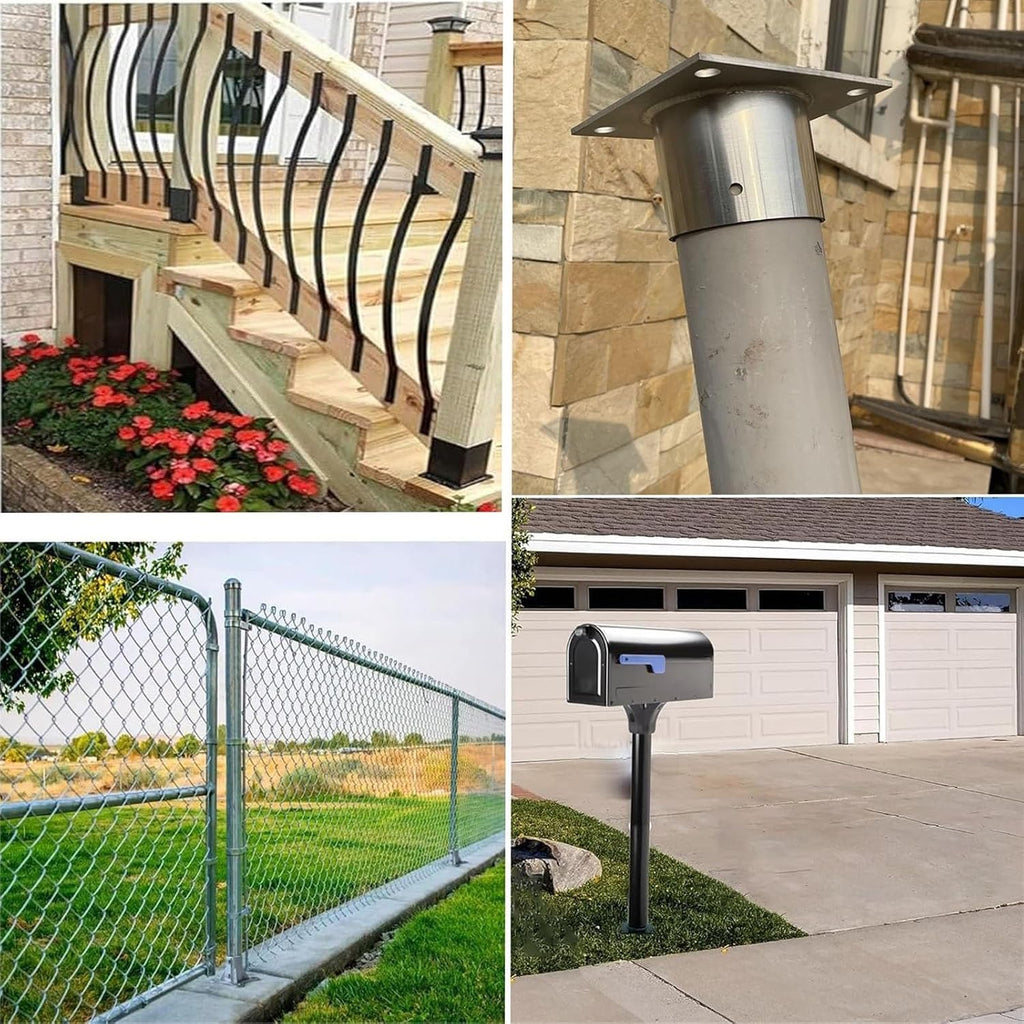 Deck Railing Post Side Mounting Brackets, Posts Support Pack for Fix Fence/Flag Round Posts, Sturdy Construction Pergola Brackets Kit Post Base with Screws(Dia 1.2 X 1.6IN(30 X 40MM),7 pcs)