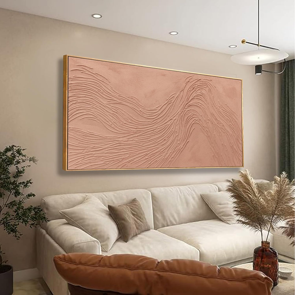 Canvas wall Art Wall Decor Bedroom Pictures Wall Decoration Artwork Abstract Wall Art Hand Painted Reddish Brown Variational Texture Minimalist Modern Art large Modern Painting Pictures for Living Room Home Kitchen Office 24'*48' With Framed