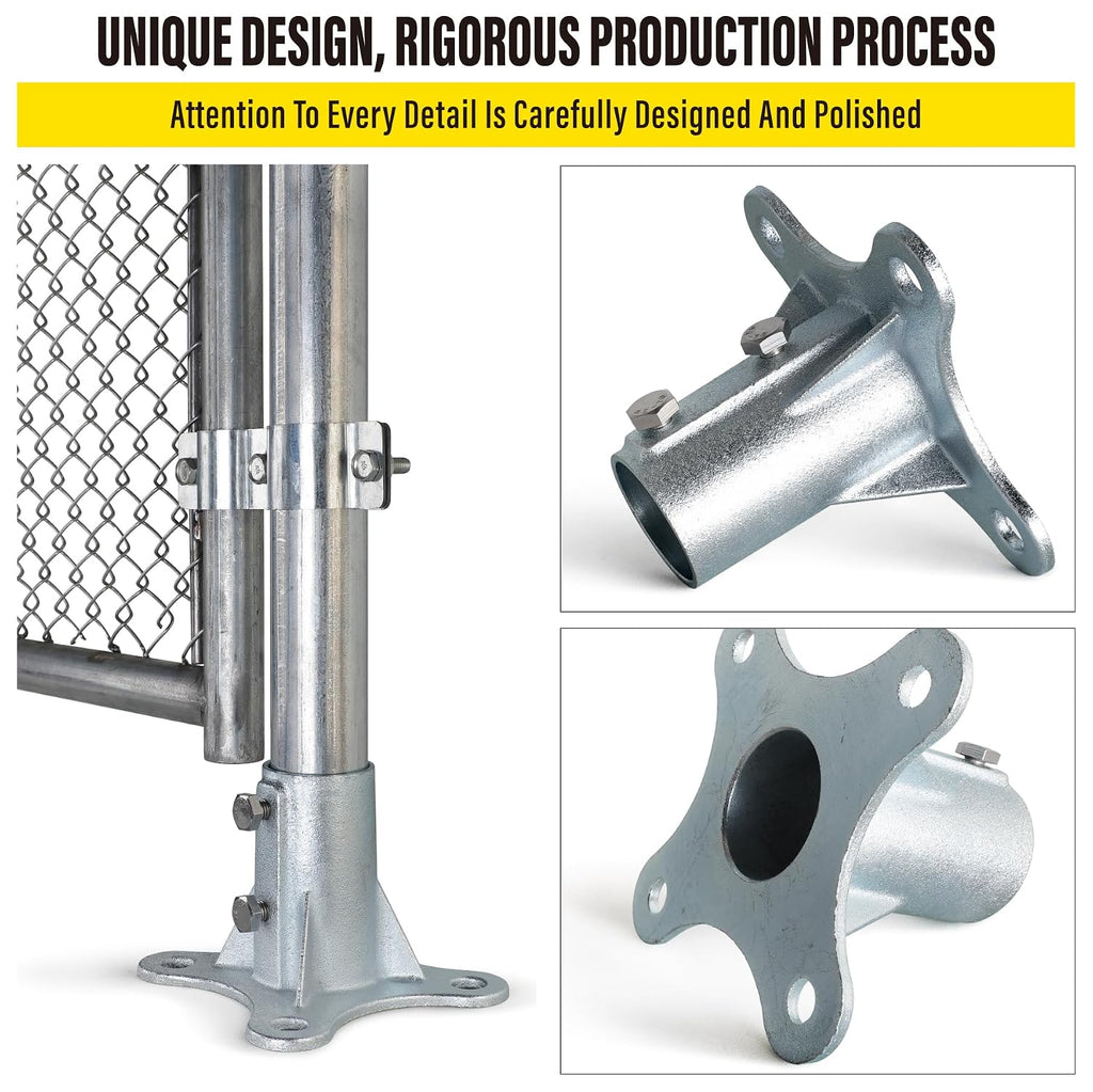 Post 2' (1 7/8' OD) Chain Link Fence Post Floor Flange Bracket, for Chain Link Fence Posts, Mailboxes, and Other Steel Round Post Galvanized Anchor Flange Bases (4 Pack)