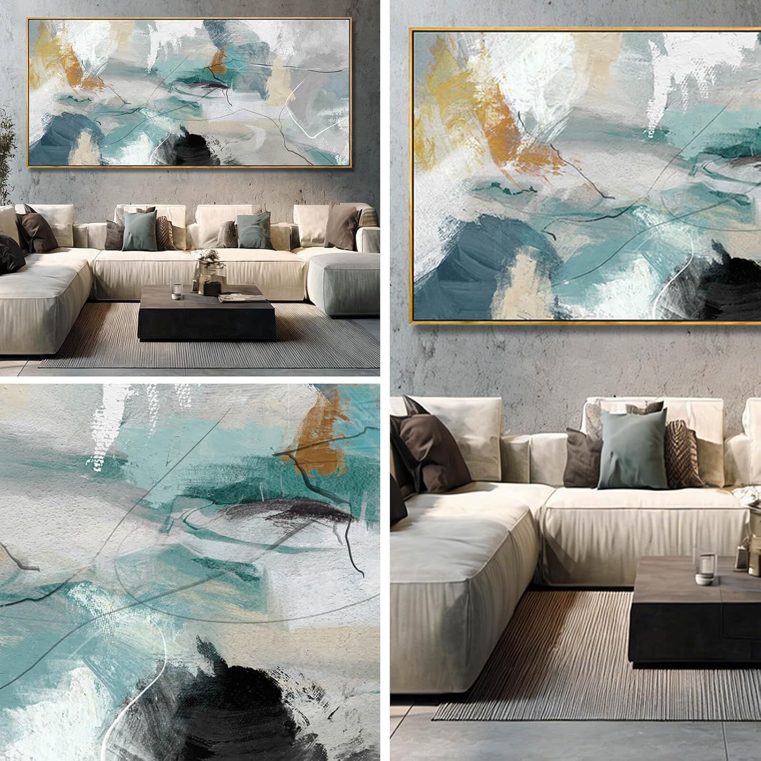 Abstract Framed Wall Art Colorful Picture Prints Line Canvas Poster 40'x86' Bedroom Artwork Home Decorations for Living Room