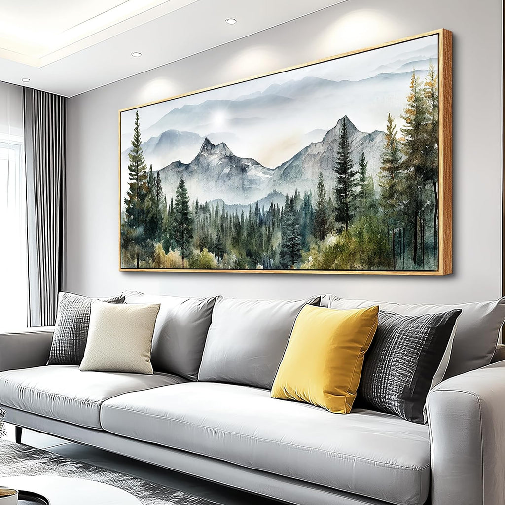 MHARTK66 Large Wall Decor For Living Room Wood Framed Wall Art For Office Bedroom Pictures Abstract Mountain Forest Landscapes Ink Canvas Prints Painting Artwork Modern Stretched and Framed Poster