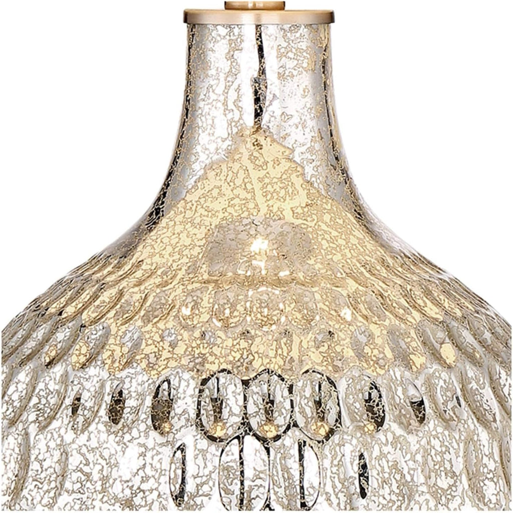 360 Lighting Waylon Modern 3-Way Table Lamp 28' Tall with Table Top Dimmer Mercury Glass Dimpled Textured Off White Drum Shade for Bedroom Living Room House Home Bedside Nightstand