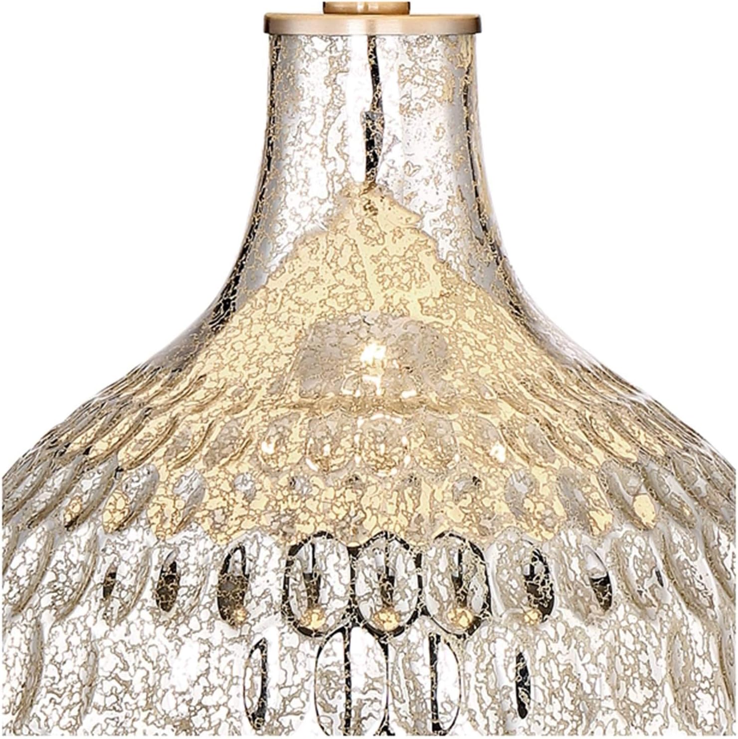 360 Lighting Waylon Modern 3-Way Table Lamp 28' Tall with Table Top Dimmer Mercury Glass Dimpled Textured Off White Drum Shade for Bedroom Living Room House Home Bedside Nightstand