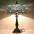 Tiffany Lamp Touch Control Table Lamp Sea Blue Stained Glass Desk Lamp 12X12X19 Inches Dragonfly Style Reading Light