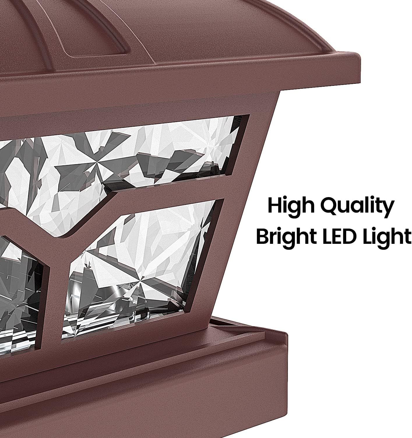 SIEDiNLAR Solar Post Cap Lights Outdoor 2 Color Modes 8 LEDs for 4x4 5x5 6x6 Wooden Vinyl Posts Fence Deck Patio Decoration Warm White & Cool White Lighting Brown (10 Pack)
