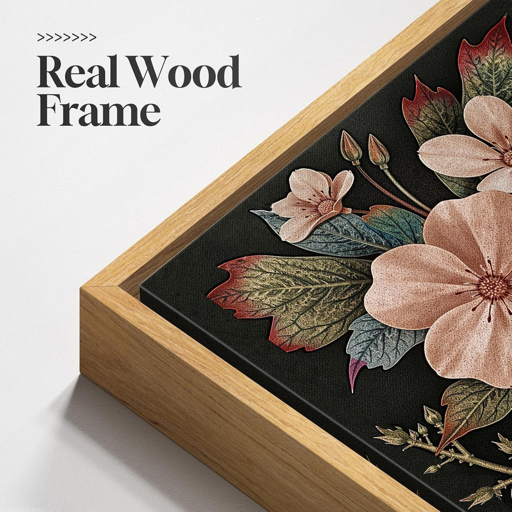 Framed Vintage Botanical Animal Wall Art Set of 3, Dark Floral Butterfly Dragonfly Fox Nature Canvas Prints, Rustic Forest Cottage core Garden Wall Decor for Living Room Bedroom Office, 24x36 Inch