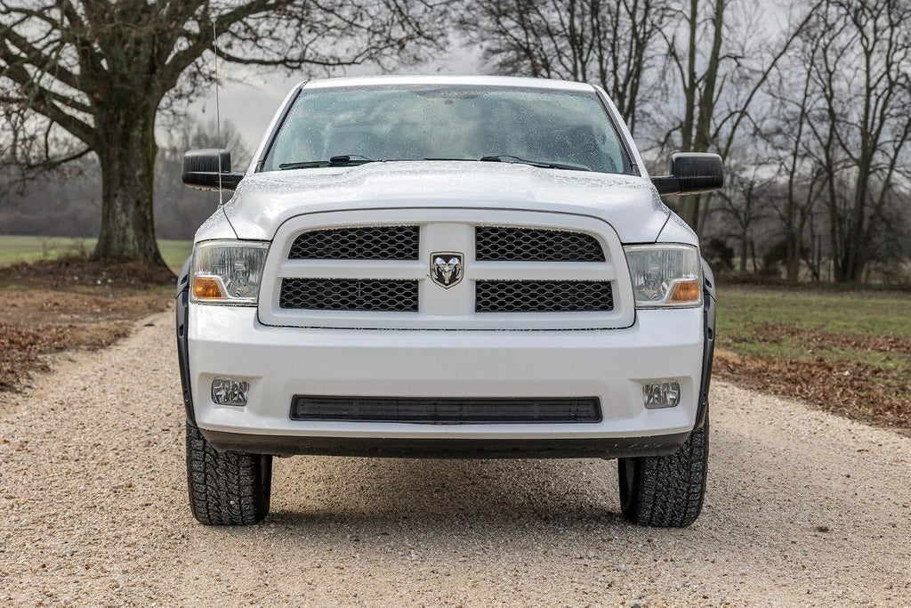 Rough Country Pocket Fender Flares for Ram 1500 2WD/4WD (2009-2018) - Bolt-on Rivet Style, UV-Resistant ABS, Paintable Matte Black