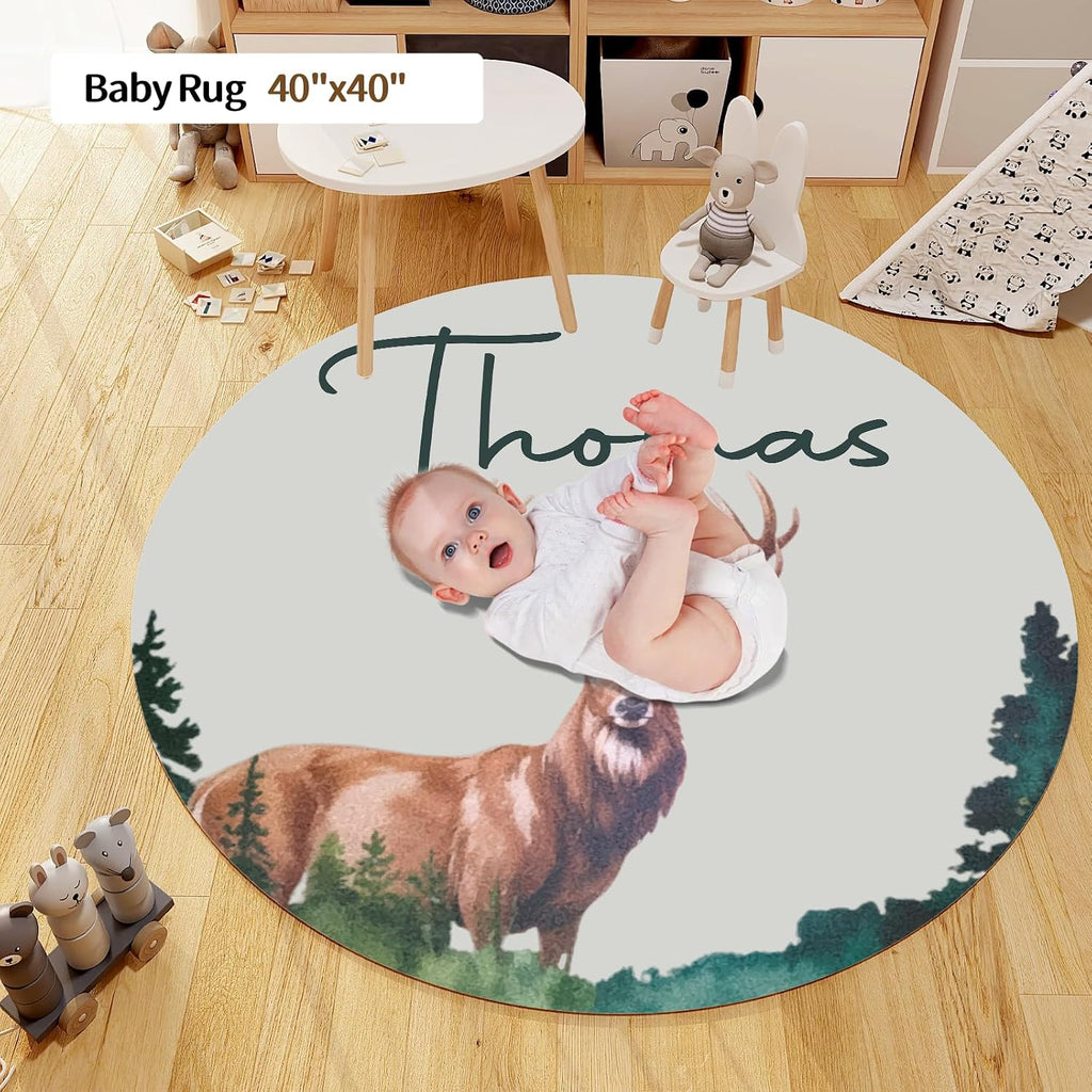 Personalized Baby Crib Bedding Set, Custom Name Nursery Bedding, Deer 5 Pcs Baby Bedding Set for Girl Boy, Double Layer Crib Set, Customized Gifts(Fixed Size)