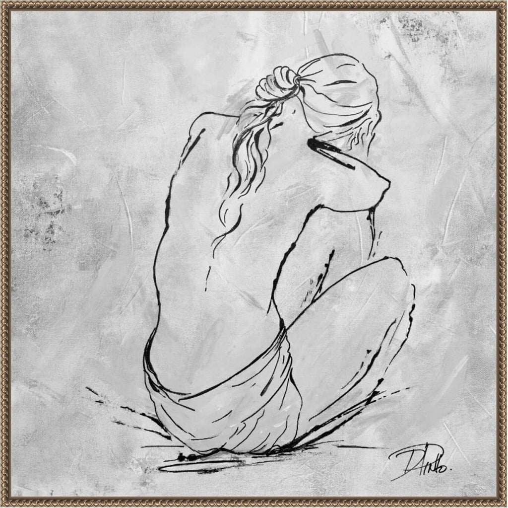 Amanti Art Framed Canvas Wall Art 30x30 Nude Sketch I by Patricia Pinto, Framed Wall Art Canvas, Abstract Artwork, Traditional Decor, Large Poster Painting for Living Room, Bedroom, Bathroom, Kitchen