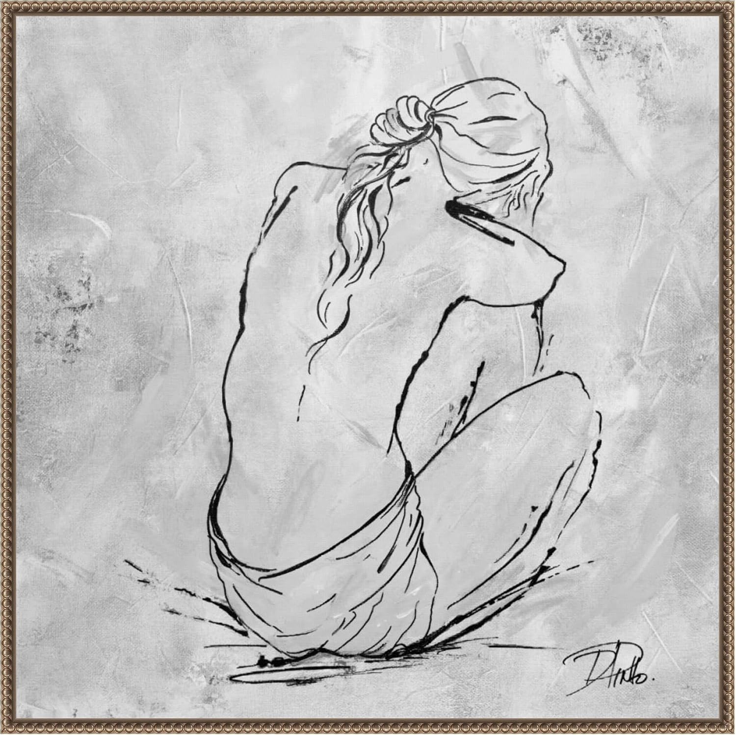 Amanti Art Framed Canvas Wall Art 30x30 Nude Sketch I by Patricia Pinto, Framed Wall Art Canvas, Abstract Artwork, Traditional Decor, Large Poster Painting for Living Room, Bedroom, Bathroom, Kitchen