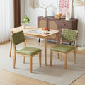 VINGLI Sage Green Woven Wooden Dining Chairs Set of 2,Armless Mid Century Modern Desk Chairs with Rivet&Foot Pegs,Upholstered Farmhouse Comfy Chair No Wheels for Dining Room,Living Room,Oak,Suede