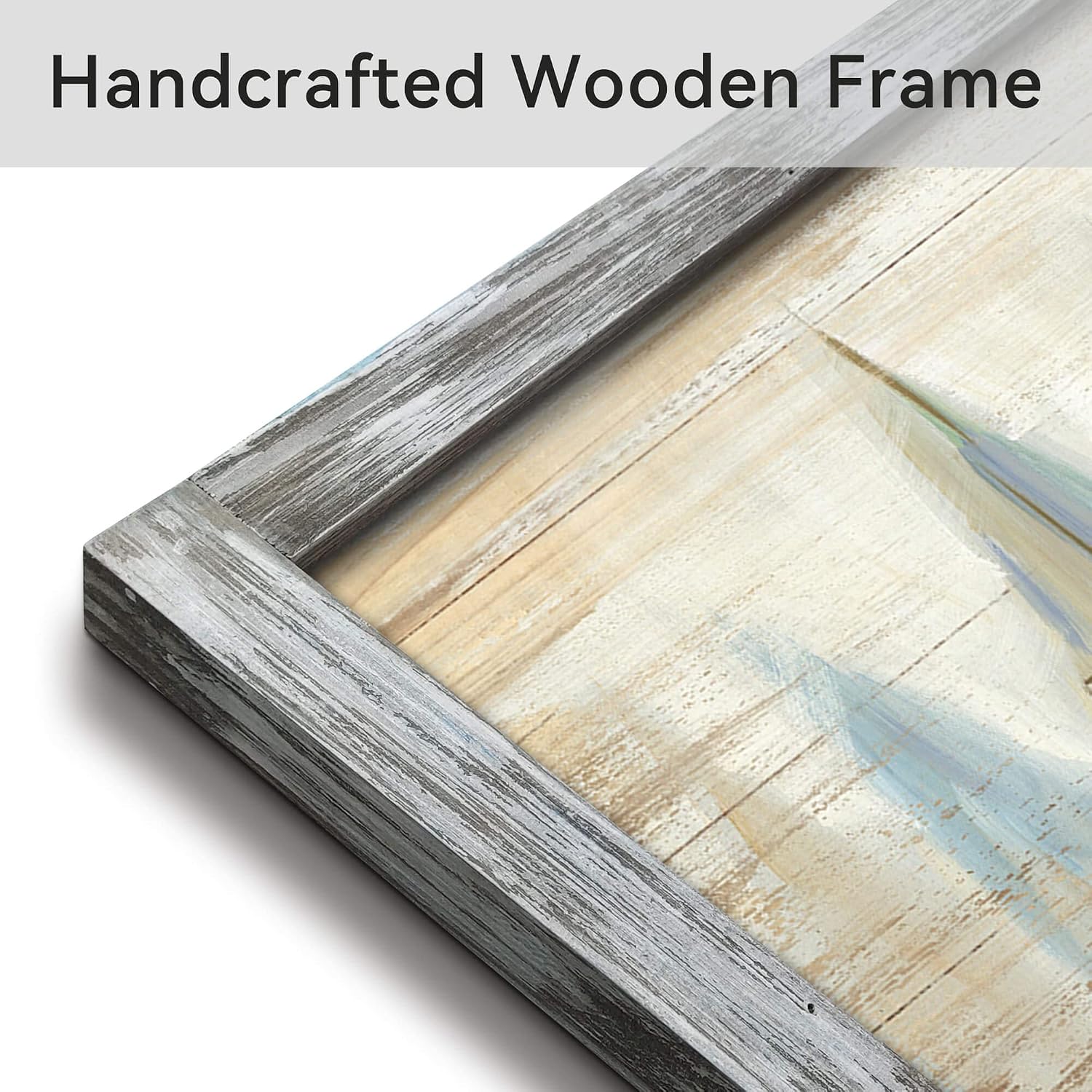 Ocean Pictures Wall Art Framed: Beach Seaside Artwork Coastal Sailboat Art on Wooden Seascape Painting for Living Room(60x30)
