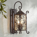 John Timberland Casa Seville Rustic Outdoor Wall Light Fixture Lantern Dark Walnut Iron Scroll 23 3/4' Hammered Glass Decor for Exterior House Porch Patio Outside Deck Garage Front Door Home
