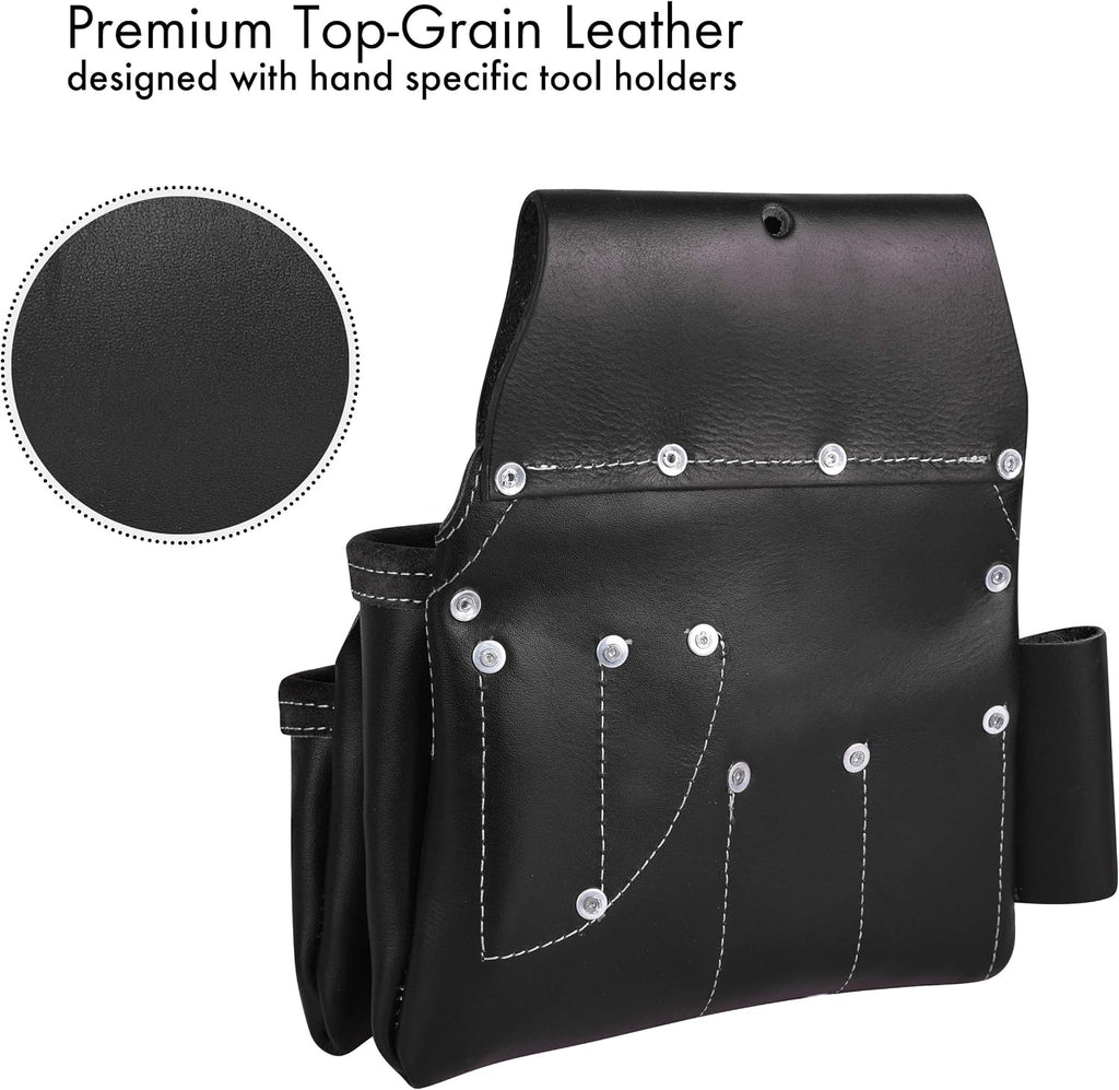 FUERI Leather Tool Belts for Men, Heavy-Duty Durable Carpenter Tool Rig Organizer With 19 Pockets-2 Pouches, Double Hammer Holder, Suspender Loops, And A Foam-Padded Belt for Framers, And Electricians