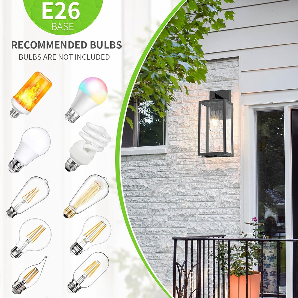 MAXvolador Outdoor Wall Sconce, Extra Large Exterior Waterproof Wall Lantern Lighting Fixtures, Black Porch Lights, Anti-Rust Wall lamp, 2 Pack