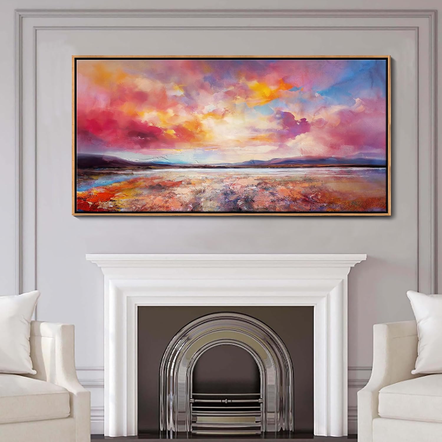 DVQ ART Canvas Wall Art for Living Room Large Size - Coastal Sunset Canvas Prints - Beach Wall Art for Home Decor, Ocean Scenery Picture, Framed Seascape Poster 24'x48' for Bedroom Bathroom Decor