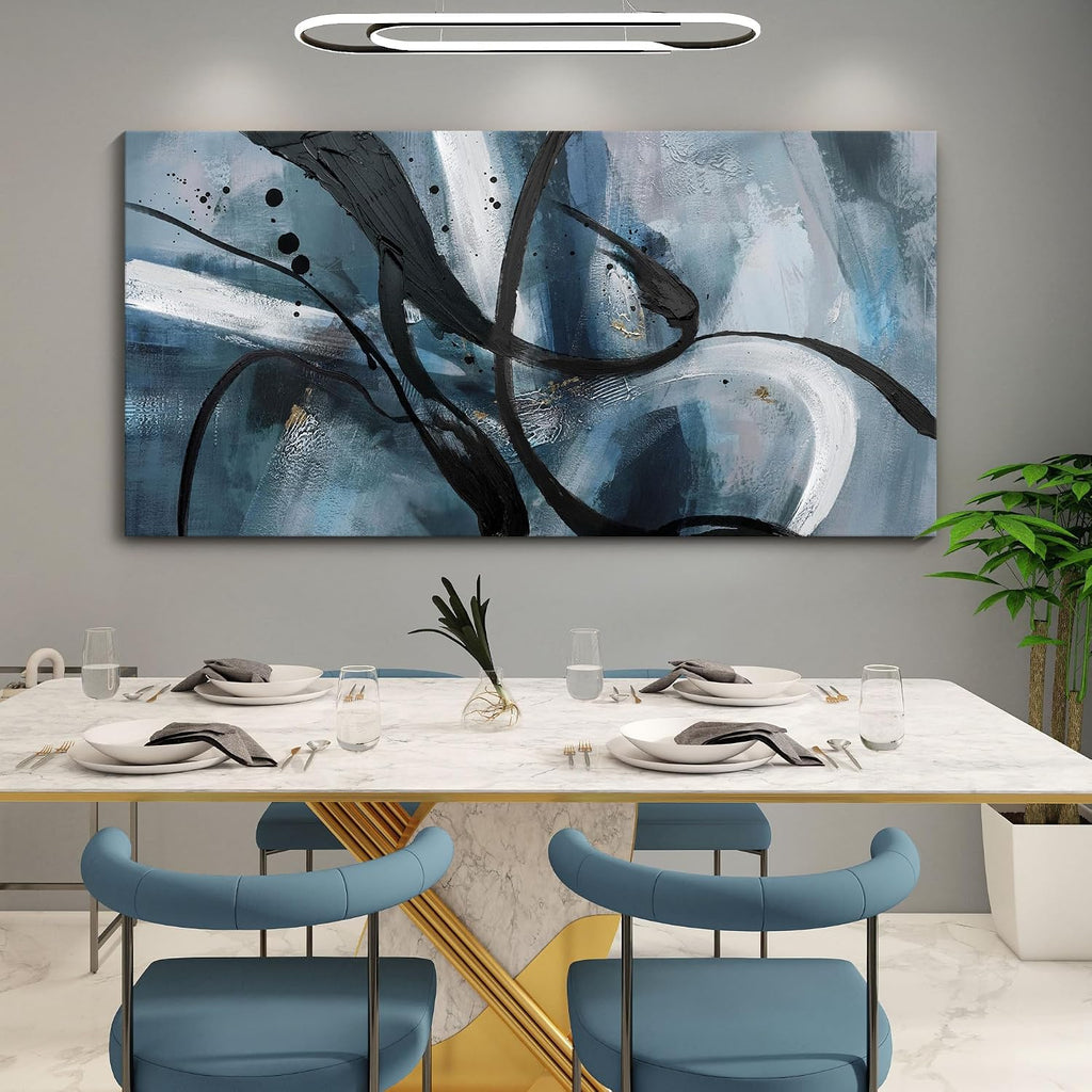 Abstract Frame Wall Art Black and White graffiti of Modem Minimalist Art Large Canas Wall Art for Living Room Bedroom Decor Framed Pictures Artwork for Walls 29x58