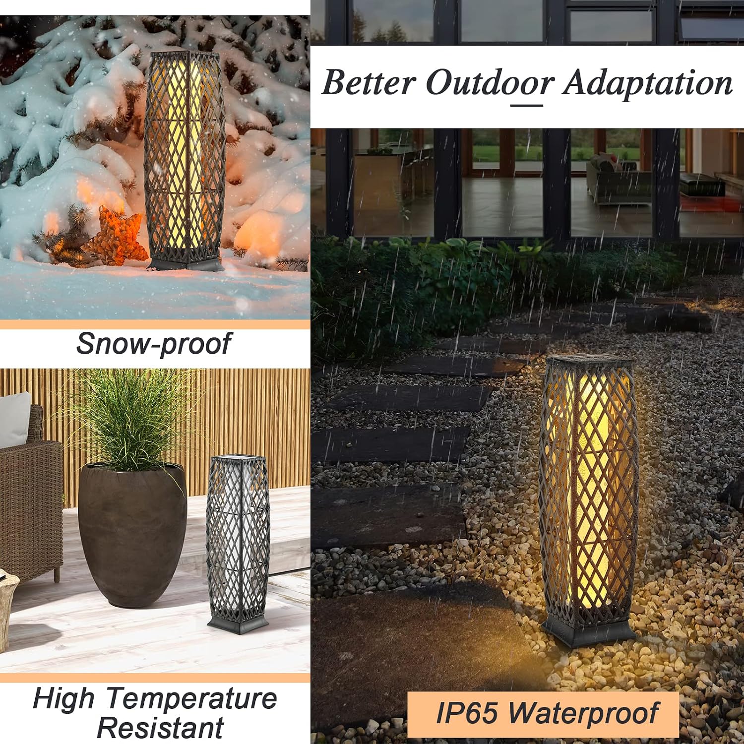 Tangkula 2 Pieces Outdoor Solar Powered Floor Lamps, IP65 Waterproof Wicker Floor Lamps with Auto On/Off LED Light, Outdoor Decor Lanterns for Garden Porch Pool Pathway Driveway (Diamond-Mix Brown)