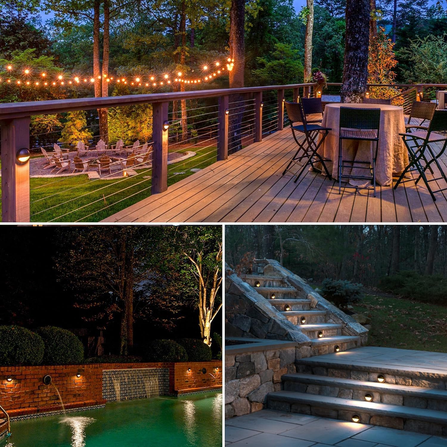 Lumina Lighting® 2W LED Deck and Step Lights (12 Pack) | Low Voltage Landscape Deck Lights Waterproof - 12V 3000K Outdoor Patio Balcony Porch Step Lighting | Replaceable G4 LED Bulb Included (Black)