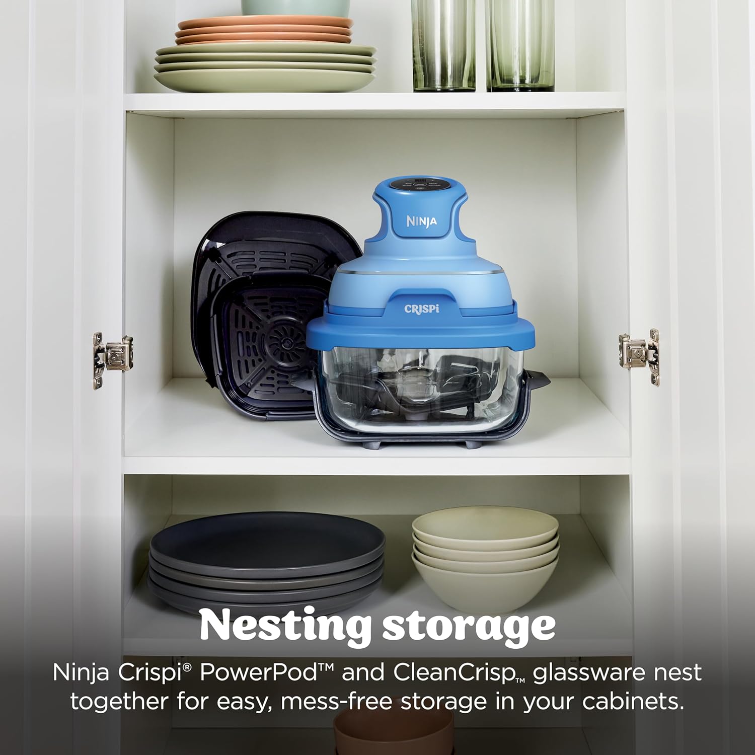 Ninja Crispi 4-in-1 Glass Air Fryer | 450°F | Non-Toxic | 4QT & 6-Cup Glass Containers w/Lids | Microwave, Freezer, Dishwasher Safe | Max Crisp, Air Fry, Bake, Recrisp | Electric Cobalt | FN101BL2