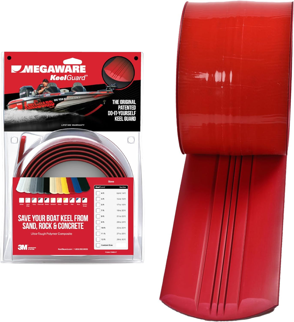 MEGAWARE KEELGUARD USA-Made, Original DIY Keel Guard, 5-Inch Wide, 4-12ft Sizes, 11 Colors, Complete Install Kit with Primer, Hull Protector, for Fiberglass and Some Aluminum Boats, Marine-Grade
