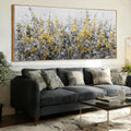 WINKAILIN Black Gold Wall Art Abstract Oil Flower Canvas Grey Painting Modern 32x70 Plant Artwork with Frame for Living Room Office Decoration