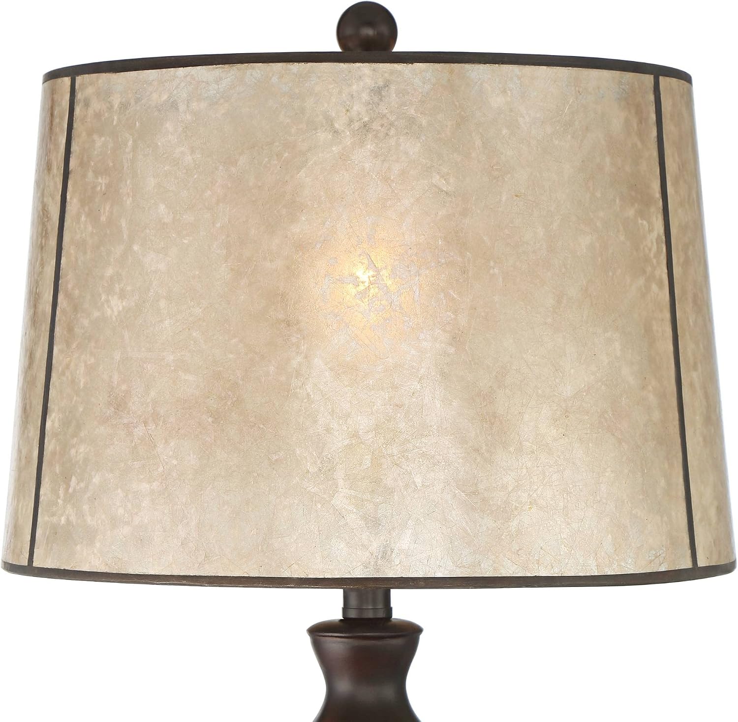 Franklin Iron Works Kelly 25 1/2' High Farmhouse Rustic Country Cottage 3-Way Table Lamp USB Cord Dimmer Brown Finish Single Mica Shade Living Room Charging Bedroom Bedside Nightstand (Colors May