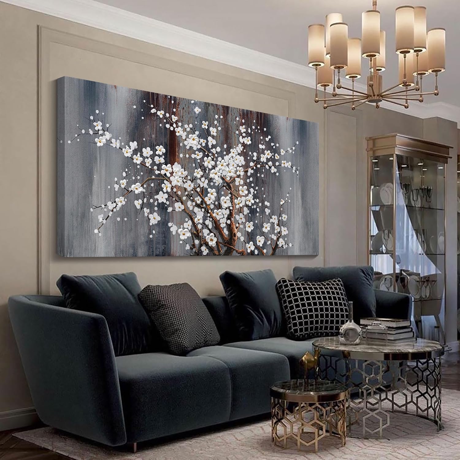 Large Canvas Wall Art Plum Blossom Wall Art Brown Wall Decor Living Room Bedroom Pictures for Wall Over Bed Framed Artwork for Wall Modern Canvas Paintings for Wall Decorations Office Decor 30×60