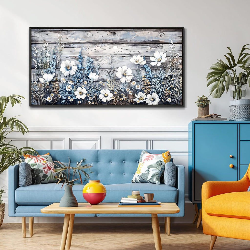 XIGUANGART Large Black Framed Wall Art for Living Room Floral Canvas Prints Printing Bedroom Artwork for Walls Rustic Nature Abstract Pictures for Kitchen Bathroom Office Modern Home Decor Mural 30x60