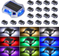 Bosceos Solar Driveway Lights Outdoor 20-Pack, Solar Deck Lights RGB Color Modes Dock Light Waterproof Driveway Markers Step Light for Sidewalk Stair Garden Pathway Walkway Yard