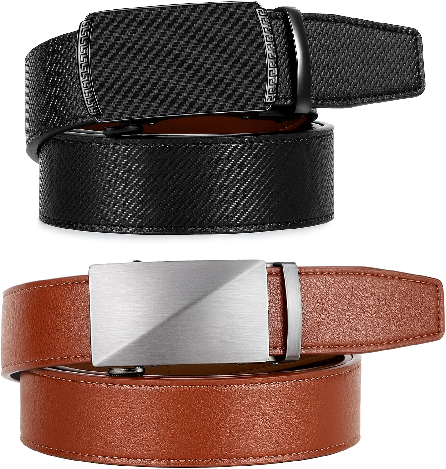 Genuine Leather Ratchet Belt for Men: Classic, Dress, Casual, Trim-to-Fit, Gift Box.