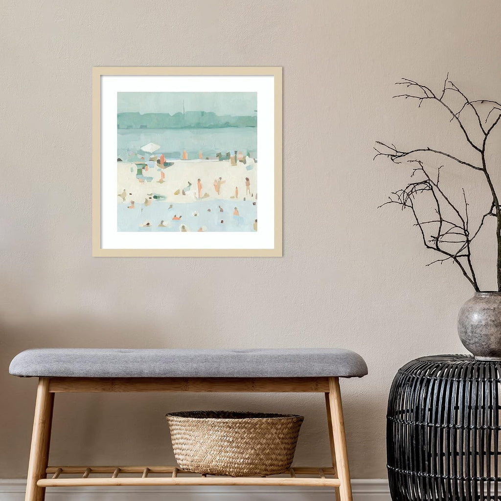 Amanti Art Framed Wall Art Print 21x21 Sea Glass Sandbar I by Emma Scarvey, Abstract Wall Art, Coastal Decor, Medium Poster Painting Artwork for Living Room, Bedroom, Bathroom, Kitchen, Office or