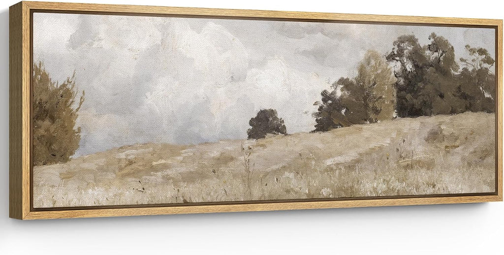 SIGNFORD Large Framed Canvas Print Wall Art Rustic Countryside Landscape Illustrations Modern Art Calm Warm for Living Room, Bedroom, Office - 60'x20'