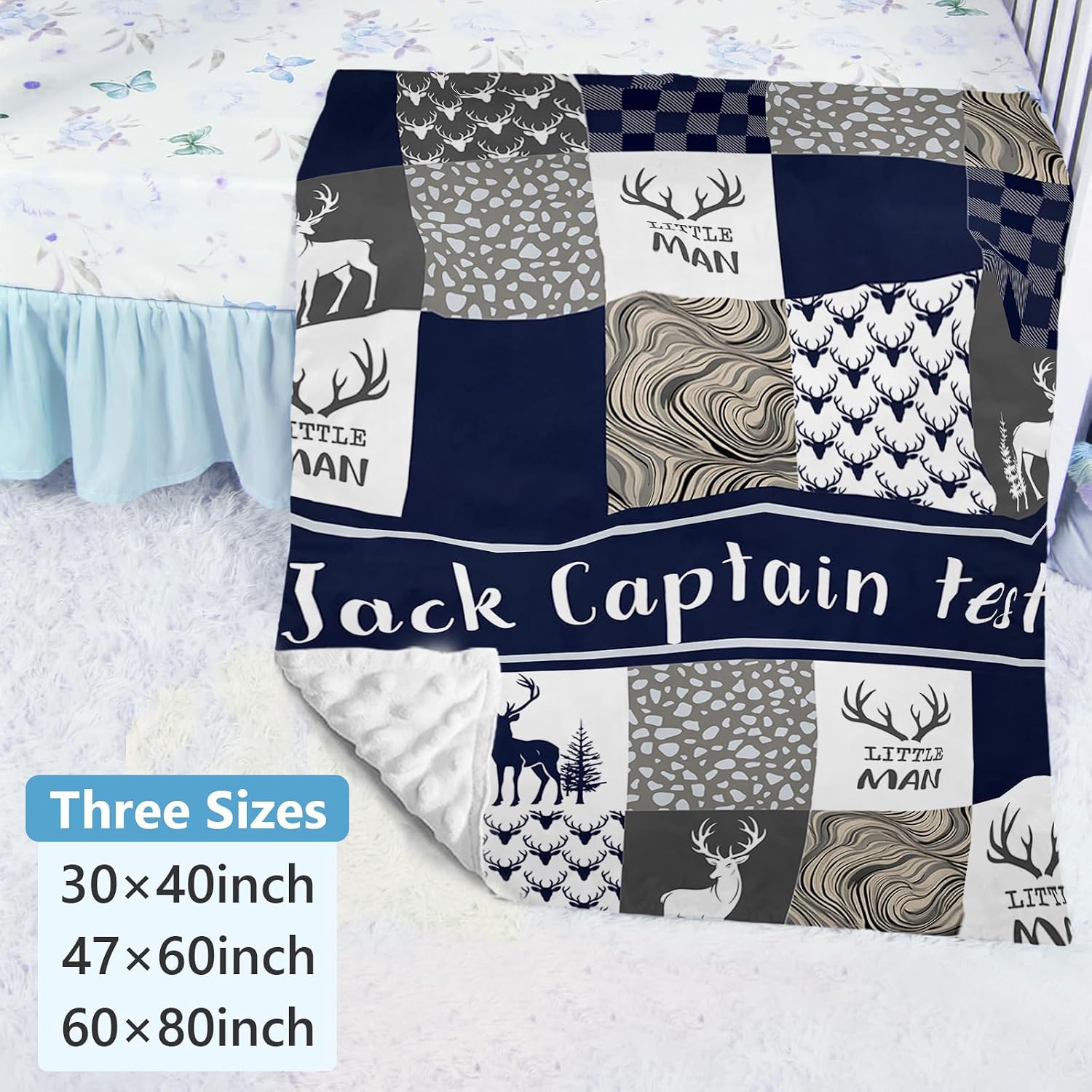 Dyoart Personalized Baby Bedding Set - 5 Piece Custom Baby Crib Set with Name, Double Layer Nursery Bedding Set for Boys Girls, Woodland Deer Crib Bedding Set, Gift for Toddler Infant New Parents