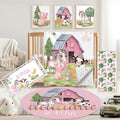 Personalized Baby Crib Bedding Set, 5 Pcs Custom Name Nursery Bedding Set for Girls Boys, Farm Animals Baby Crib Set for Toddlers Infants, Double Layer Bedding Crib Sets Customized Gifts