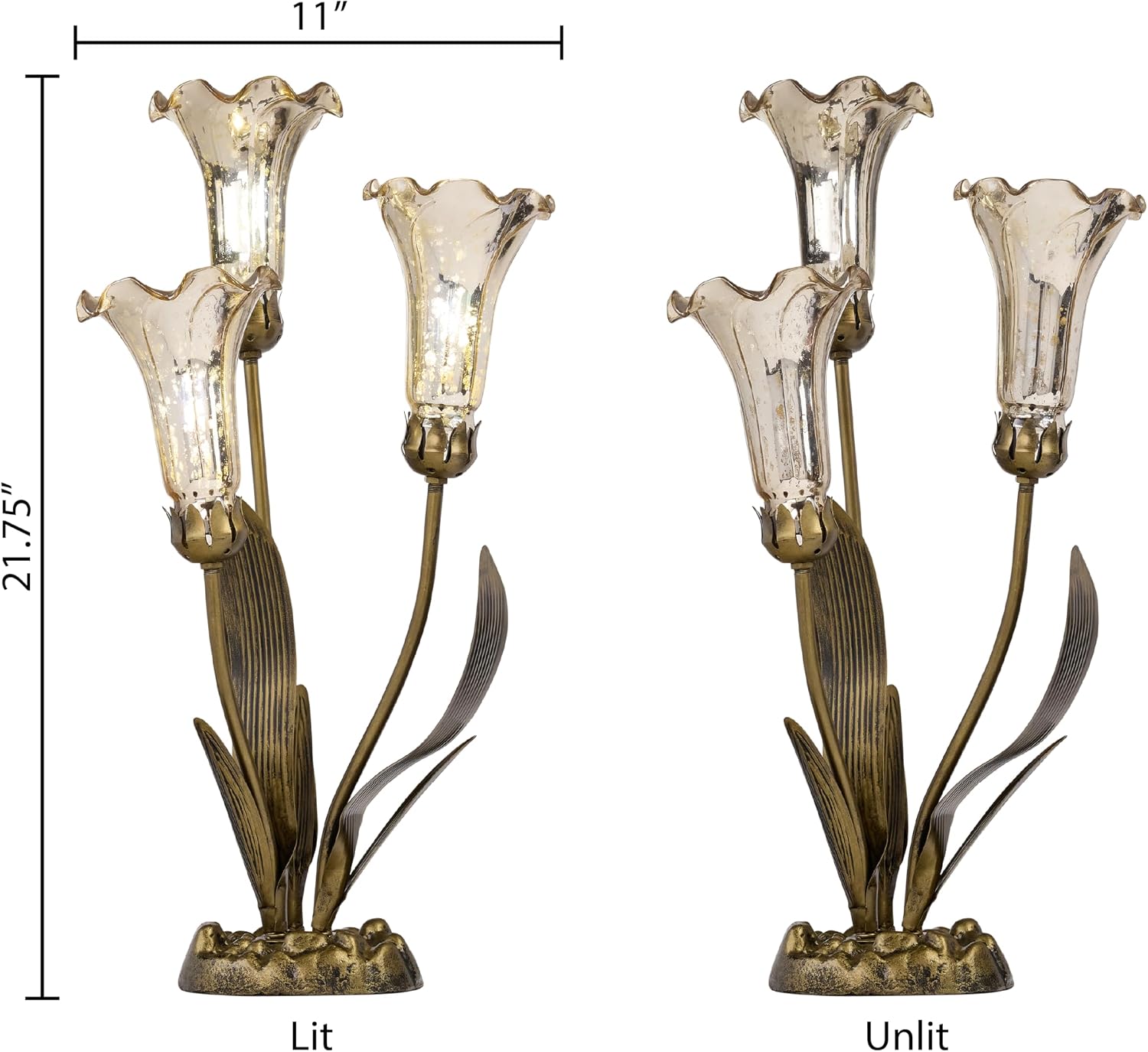 RIVER OF GOODS 21.75' H Hand Blown Glass 3 Lily Uplight Table Lamp