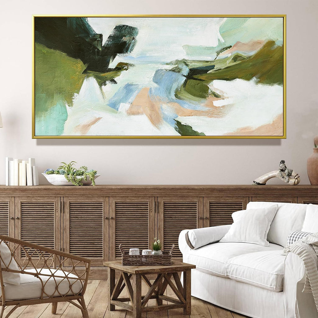 Suconvng Large Gold Framed Wall Art Abstract Colorful Wall Art Living Room Canvas Art Wall Decor Office Abstract Wall Decor Multicolor For Bedroom Kitchen Home Artwork 29x58 Inch