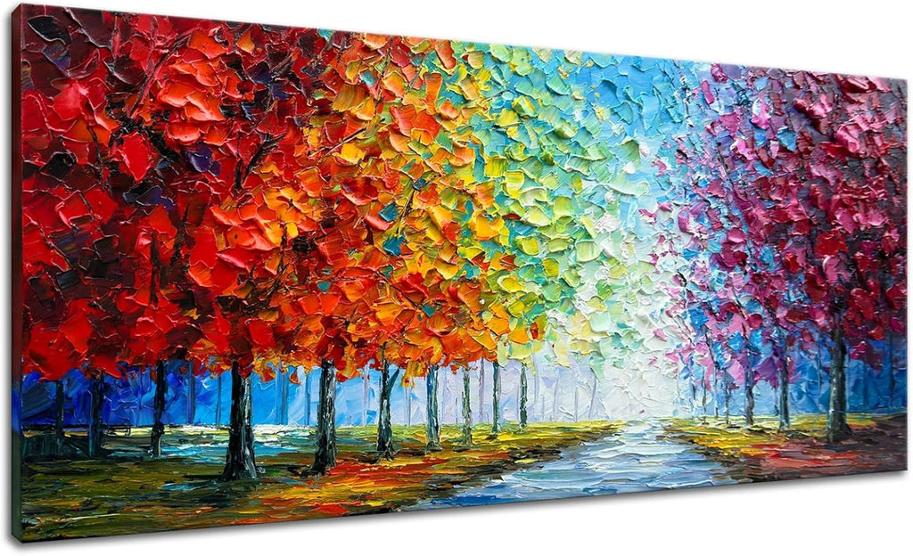 zoinart Colorful Oil Painting on Canvas, Abstract Landscape Wall Art, Texture Painting Wall Art, Modern Wall Painting for Living Room Deco